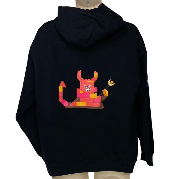Hoodie Sweatshirt Champion Size L Lego 2 Movie Collab Black Unisex - Picture 2 of 13